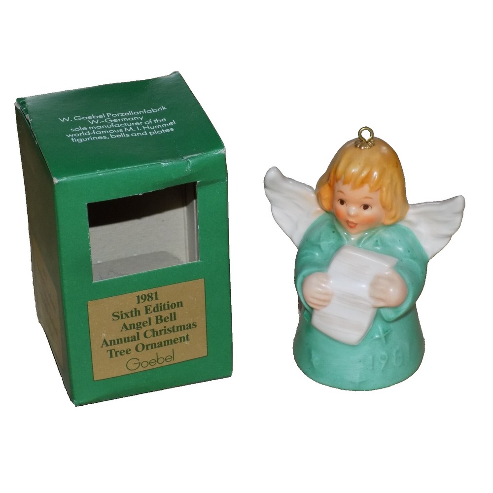 GOEBEL Annual Christmas Ornament 1981 Angel Bell w Box Sixth Edition W Germany